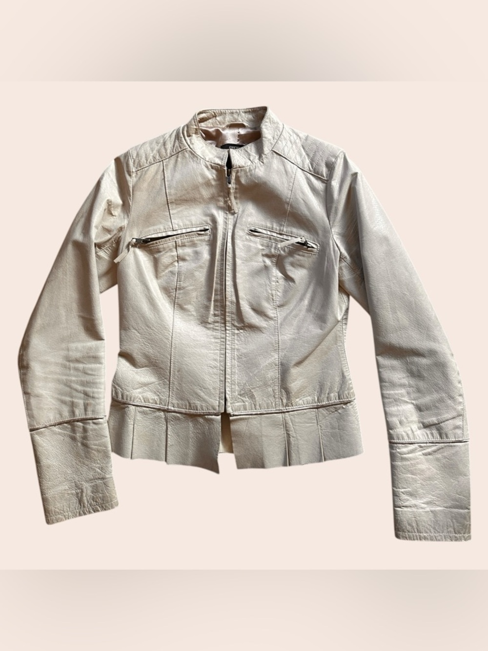 Arden B Ivory Leather Jacket